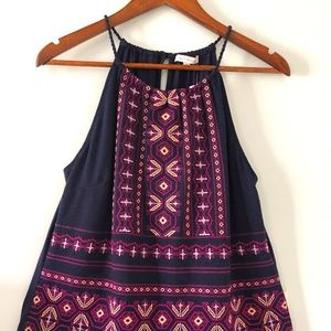 Skies Are Blue Nutria Embroidery Detail Navy Blue Top Size M